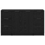 vidaXL Buffet 3 Pièces Chêne noir 121 x 30 x 70 cm Bois d'ingénierie