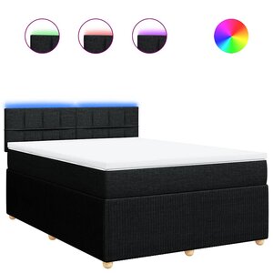 vidaXL Sommier à lattes de lit avec matelas Noir 140x200 cm Tissu