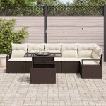 vidaXL Ensemble de canapé de jardin 7 Pièces Marron Poly rotin