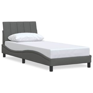 vidaXL Cadre de lit sans matelas Hanko gris foncé 90x200 cm tissu