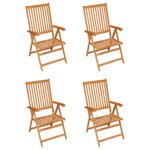 vidaXL Chaises de jardin lot de 4 avec coussins vert Bois teck solide