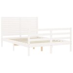 vidaXL Cadre de lit avec tête de lit blanc petit double bois massif