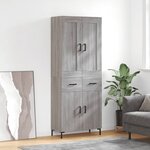 vidaXL Buffet haut Sonoma gris 69 5x34x180 cm Bois d'ingénierie