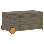 vidaXL Boîte de rangement de jardin et roues gris 190L résine tressée
