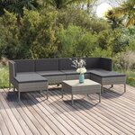 vidaXL Salon de jardin 7 Pièces avec coussins résine tressée gris