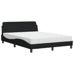 vidaXL Lit avec matelas noir 140x190 cm tissu