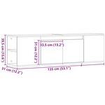 vidaXL Meuble TV mural avec lumières LED chêne sonoma 135x31x39 5 cm