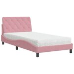 vidaXL Lit avec matelas rose 100x200 cm velours
