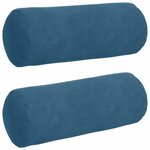 vidaXL Coussins d'accent 2 Pièces Bleu Ø 15 x 40 cm