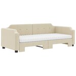 vidaXL Lit de jour avec gigogne et matelas crème 90x200 cm tissu