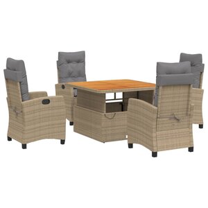 vidaXL Ensemble à manger de jardin avec coussins 5Pièces Beige poly rotin