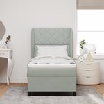 Lit Box Spring vidaXL avec matelas Gris clair 90x200 cm Velours
