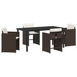 vidaXL Ensemble de salle à manger de jardin 5 pièces avec coussins marron poly rattan