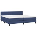 vidaXL Sommier à lattes de lit et matelas et LED Bleu 200x200 cm Tissu