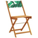 vidaXL Ensemble de bistro 3 Pièces motif de feuilles tissu et bois massif