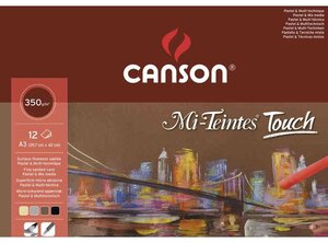 Bloc de 12 feuilles à dessin A3 Mi-Teintes Touch 297 x 420 mm 350g CANSON