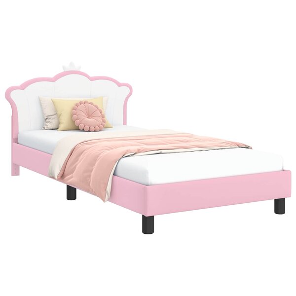 vidaXL Cadre de lit pour enfants avec tête de lit Rose 90 x 200 cm PU