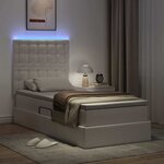 vidaXL Lit avec rangement et LED Blanc pur 90 x 190 cm Simili cuir
