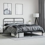 vidaXL Cadre de lit métal avec tête de lit noir 183x213 cm