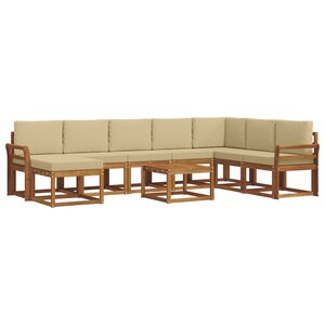 vidaXL Ensemble de canapés d'extérieur 9 Pièces Naturel et Beige