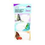 12 étiquettes adhésives scolaires - Rectangle - Photos de papillons