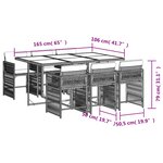 vidaXL Ensemble à manger de jardin coussins 7Pièces Noir Résine tressée