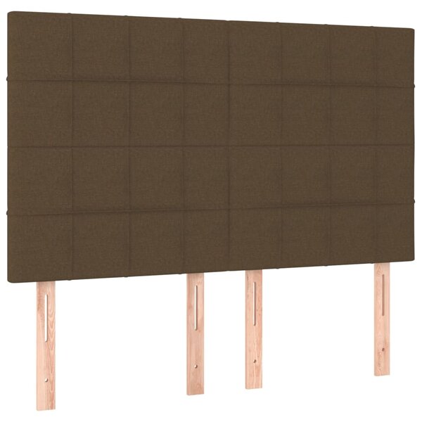 vidaXL Tête de lit Marron foncé 144 x 5 x 118/128 cm Tissu