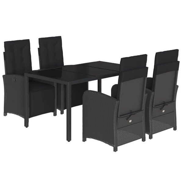 vidaXL Ensemble à manger de jardin coussins 5Pièces Noir Résine tressée