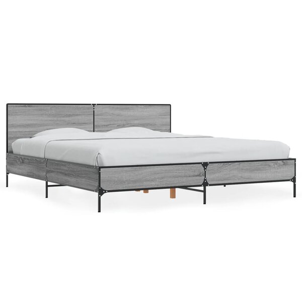 vidaXL Cadre de lit sans matelas sonoma gris 200x200 cm