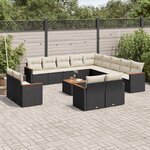 vidaXL Salon de jardin avec coussins 14 Pièces noir résine tressée