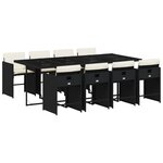 vidaXL Ensemble à manger de jardin 9Pièces coussins noir résine tressée
