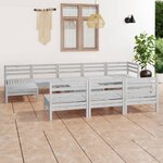 vidaXL Salon de jardin 11 Pièces Blanc Bois de pin massif
