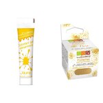 Gel colorant alimentaire jaune + paillettes dorées