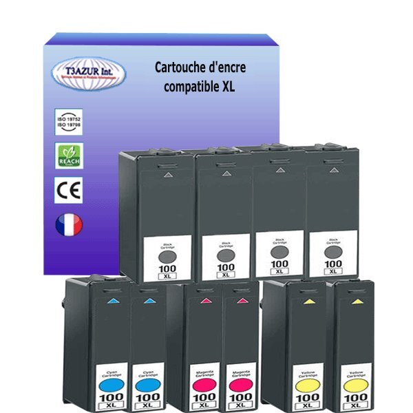 10 Cartouches compatibles avec Lexmark 100XL remplace Lexmark S605, S608, S815, S815 Genesis, S816 Genesis