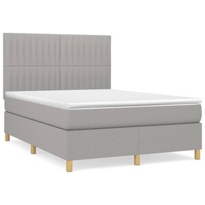 vidaXL Sommier à lattes de lit avec matelas Gris clair 140x190cm Tissu