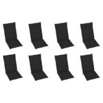 vidaXL Chaises inclinables de jardin et coussins lot de 8 Teck solide