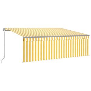 vidaXL Auvent manuel rétractable avec store 4x3 m Jaune et blanc