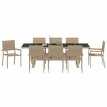 vidaXL Ensemble de salle à manger pour jardin 9 Pièces Beige Poly rotin