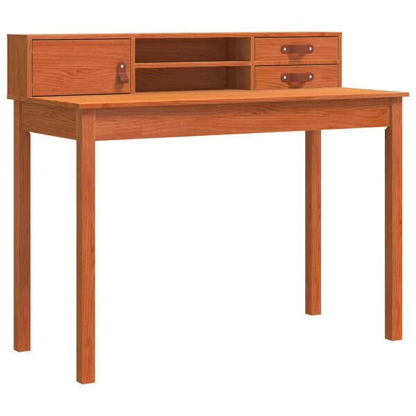 vidaXL Bureau avec tiroir Cire marron 110 x 50 x 93 cm Pin massif