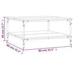 vidaXL Table basse sonoma gris 80x80x40 cm bois d'ingénierie