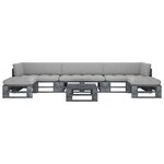 vidaXL Salon de jardin palette 6Pièces avec coussins pin imprégné de gris