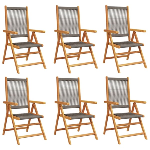 vidaXL Chaises inclinables de jardin lot de 6 gris bois massif acacia