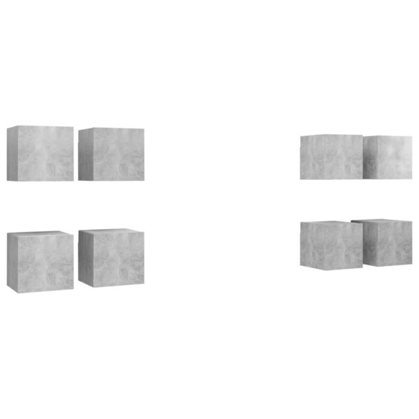 vidaXL Meubles TV muraux 8 Pièces Gris béton 30 5x30x30 cm