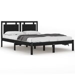 vidaXL Cadre de lit Noir Bois massif 200x200 cm