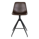 Chaise de comptoir en cuir synthétique marron avec pieds noirs