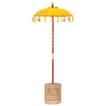 vidaXL Parasol avec Base Jaune et Marron 250 cm Coton et bois