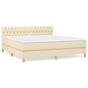 vidaXL Sommier à lattes de lit avec matelas Crème 180x200 cm Tissu