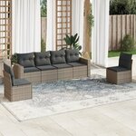 vidaXL Salon de jardin 6 Pièces avec coussins gris résine tressée