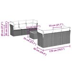 vidaXL Salon de jardin 7 Pièces avec coussins gris résine tressée