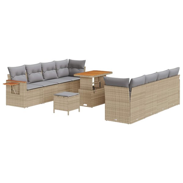 vidaXL Ensemble de canapé de jardin 11 Pièces Beige polyrotin